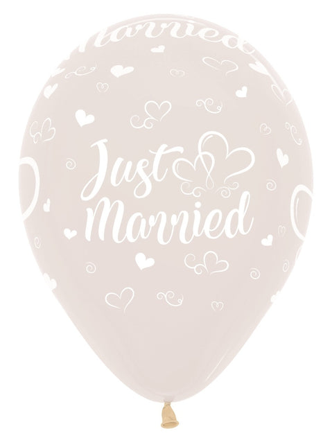 Balloner Just Married Hearts Crystal Clear 30cm 25stk