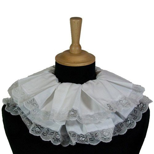 Pete's Collar plisseret med blonder hvid