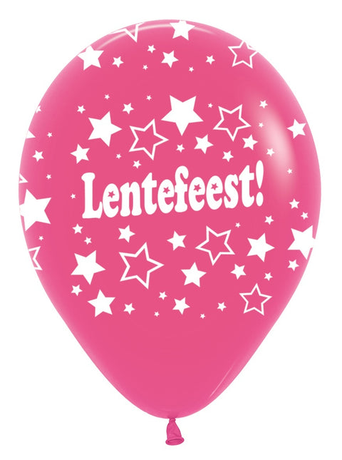 Ballonnen Lentefeest Stars Fuchsia 30cm 25st