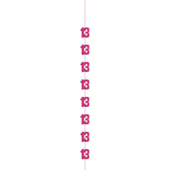 13 års hængende dekoration pink 1,52 m