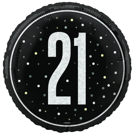 21 års heliumballon sort tom 45 cm
