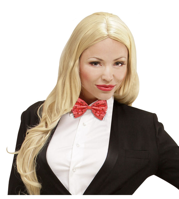 Rød sløjfe med pailletter