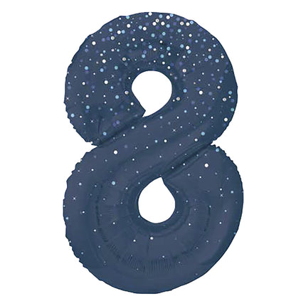 8 års figurballon mørkeblå prikker 86 cm