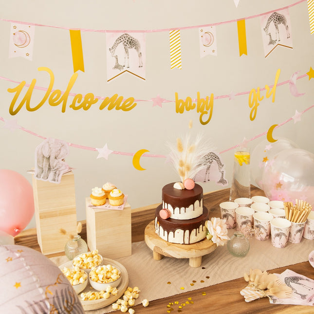 Fødselsservietter Pink Safari 25cm 20stk