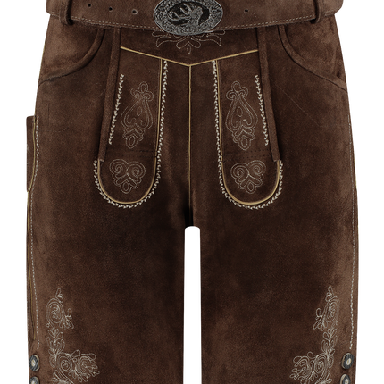 Lederhose brun kort herre med bælte