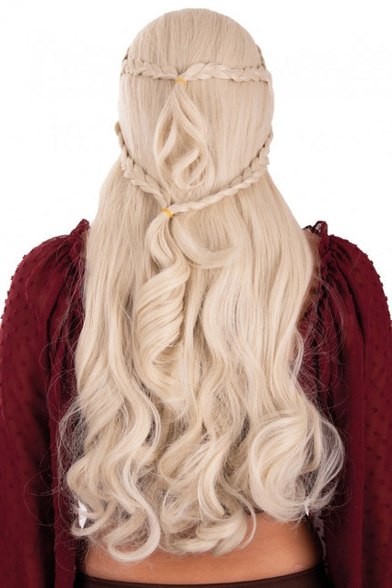 Paryk Queen Dainerys Lang med fletninger Blond