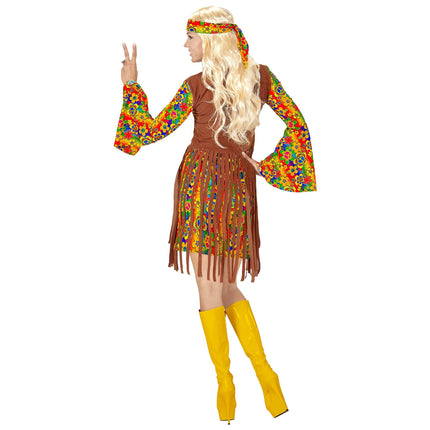Hippie 60S kostume brun dame 3 dele