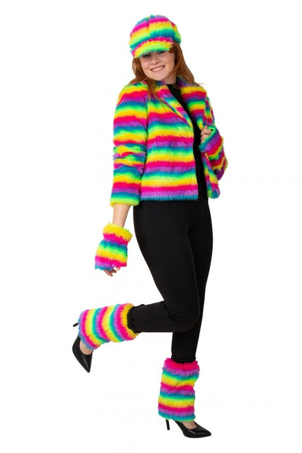 Pelsfrakke Rainbow Stripe