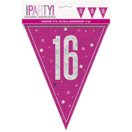 16 års guirlande pink 2,5 m