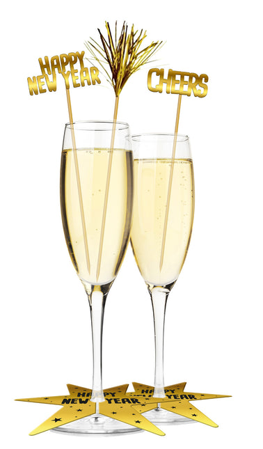 Glasmarkører Happy New Year 12 stk