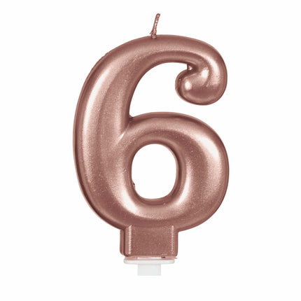 Rosaguld stearinlys 6 år 8 cm