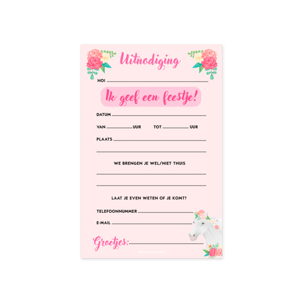 Hesteinvitationer 6 stk