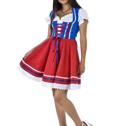 Oktoberfest Dirndl Kjole Oktoberfest Rød Blå Damer 2 Dele