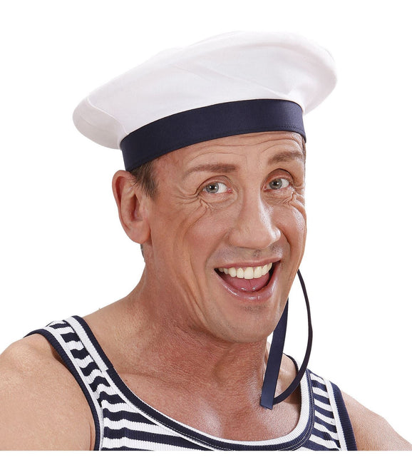 Hvid blå kasket kaptajn