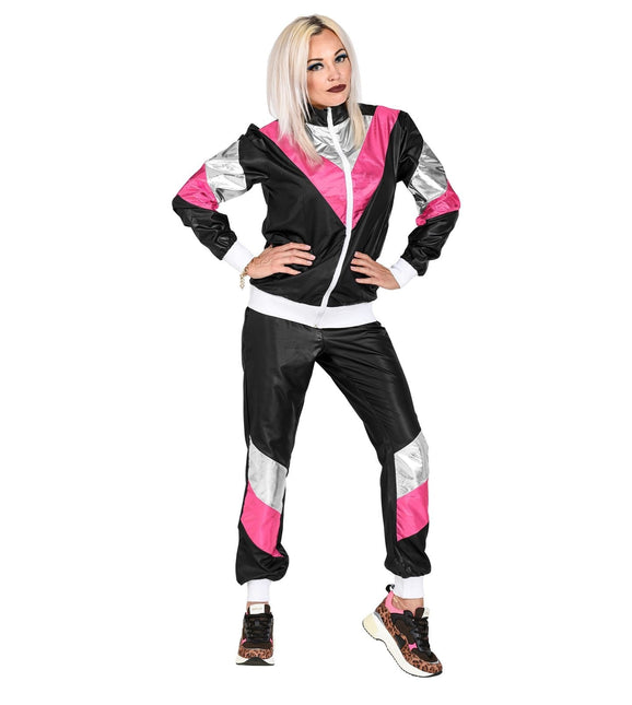 Neon 80S træningsdragt fejlbehæftet sort læderlook
