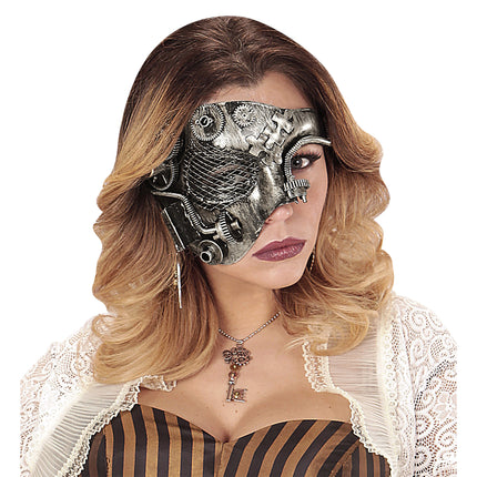 Steampunk-maske sølv