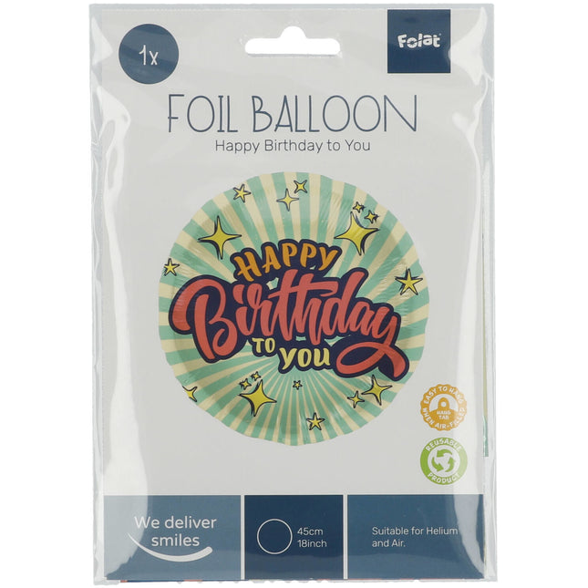 Heliumballon Happy Birthday Retro Stars Tom 45 cm