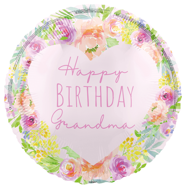 Happy Birthday Helium Balloon Empty Grandma 45cm