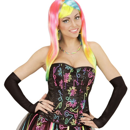 Sorte handsker uden fingre Satin