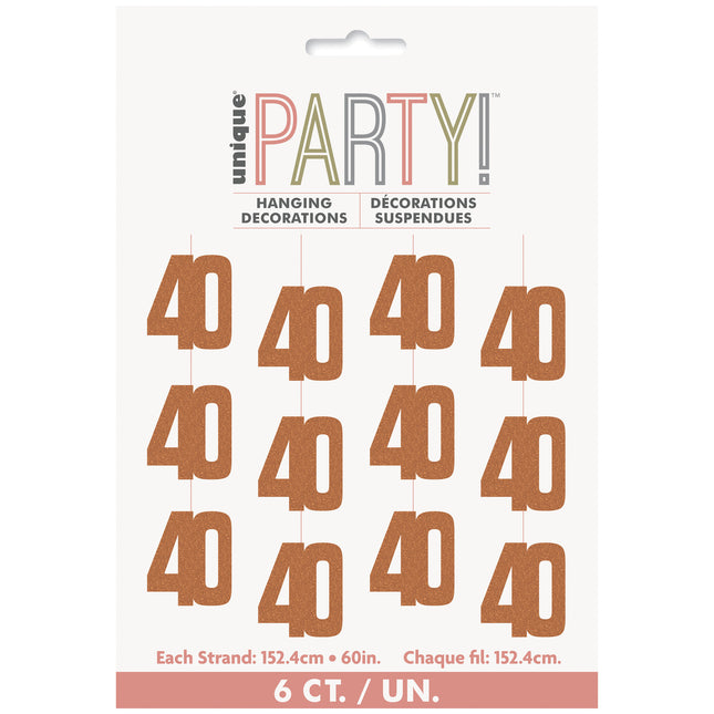 40 års hængende dekoration rosaguld 1,52 m