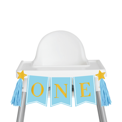 1 års dekorationspakke Blå højstol