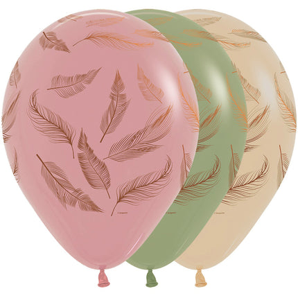 Balloner Fjer Mix Kobberblæk 30cm 25stk