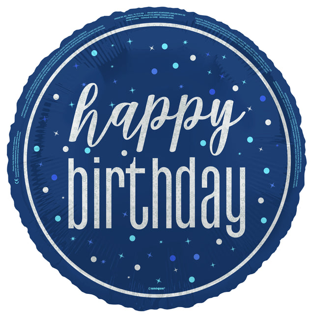 Happy Birthday Helium Balloon Blue Empty 45cm