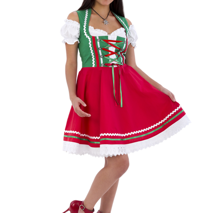 Oktoberfest Dirndl Kjole Oktoberfest Rød Grøn Damer 2 Dele