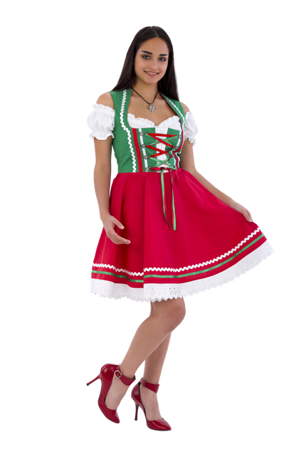 Oktoberfest Dirndl Kjole Oktoberfest Rød Grøn Damer 2 Dele