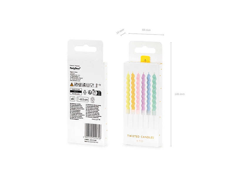 Pastel-lys 8,5 cm 6 stk