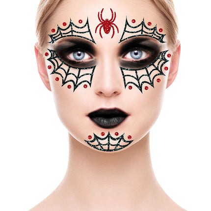 Halloween Face Stickers Spider Glitter 20 cm