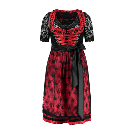 Sort rød Dirndl-kjole Oktoberfest Ladies 2 Pieces