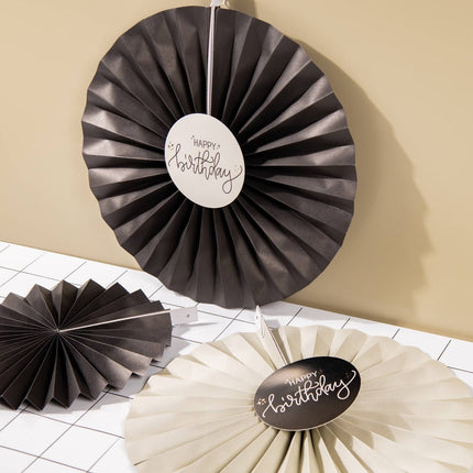 Happy Birthday papirvifter sort 3 stk