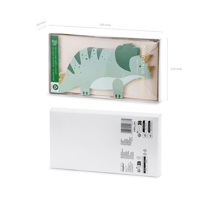 Dinosaur-invitationer grøn 6 stk