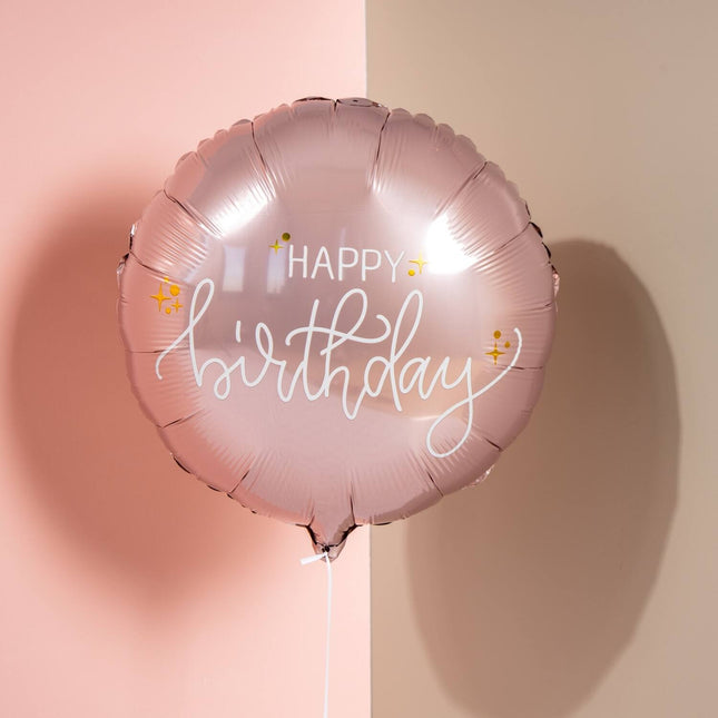 Happy Birthday Helium Balloon Pink Empty 45cm