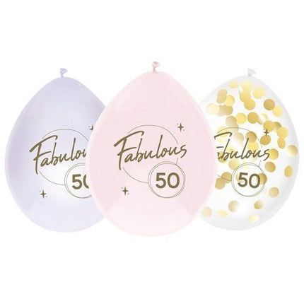 50 års balloner farvede 30 cm 6 stk