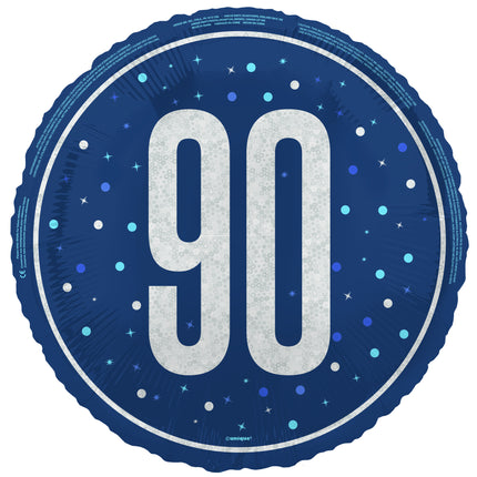 90 års heliumballon blå tom 45 cm
