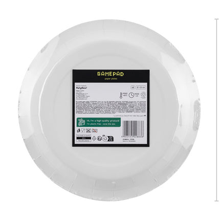 Gaming Party Tallerkener Sort Gul 23cm 6stk