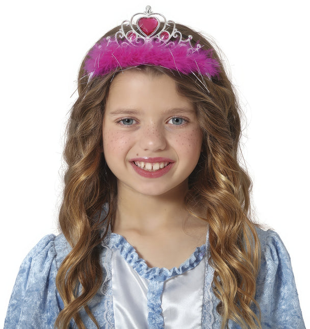 Tiara pige hjerte pink