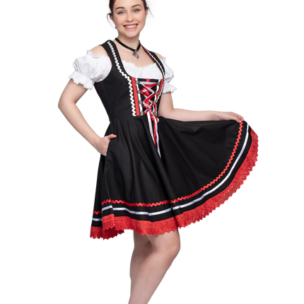Oktoberfest Dirndl Kjole Oktoberfest Sort Rød Damer 2 Dele