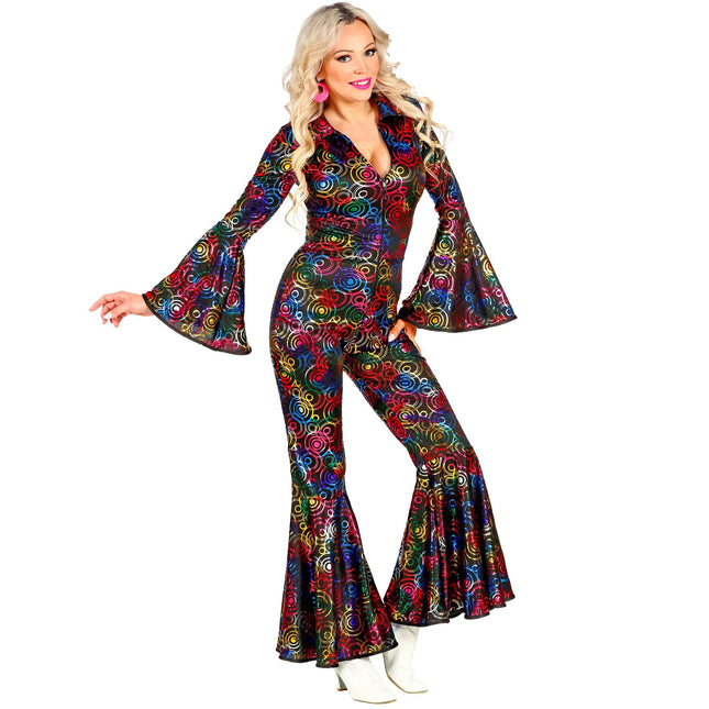 Disco 70S Jumpsuit Farvede cirkler til damer