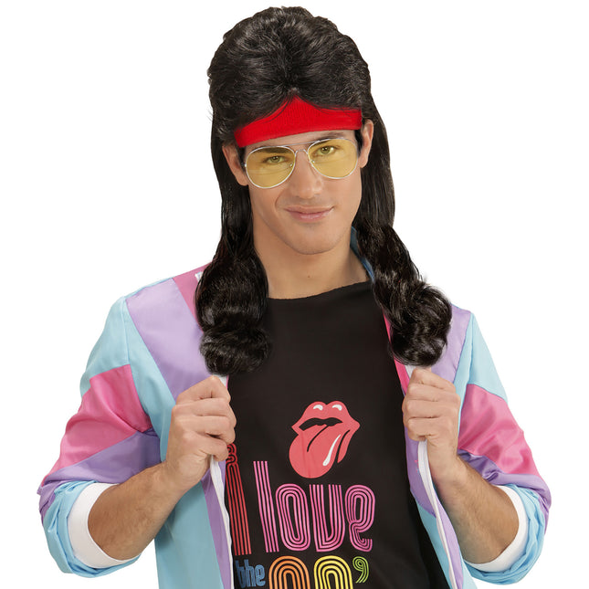 Røde svedbånd med paryk