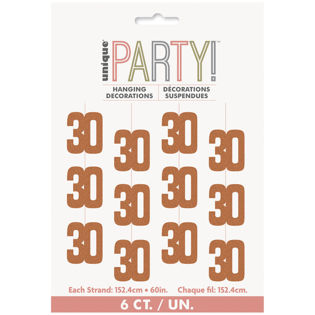 30 års hængende dekoration rosaguld 1,52 m