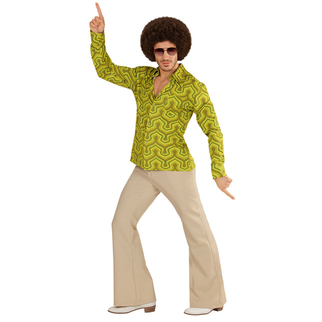 Disco 70S Bluse Grøn Tapet til mænd