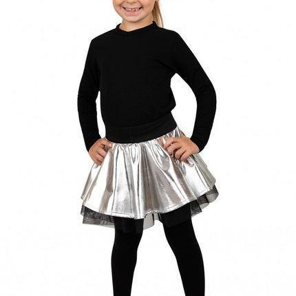 Cirkel nederdel metallisk sølv