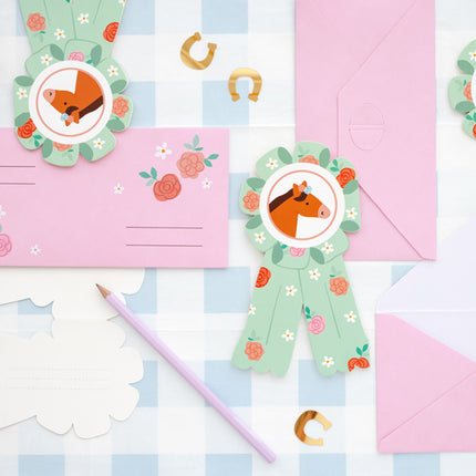 Hesteinvitationer 19,5 cm 6 stk