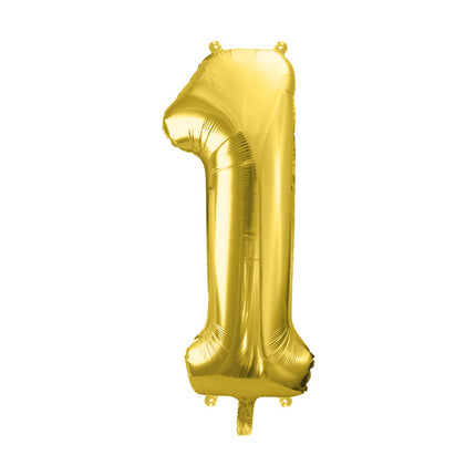 1 års figurballon guld tom 72 cm