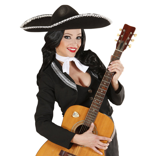 Sort og hvid sombrero 55 cm