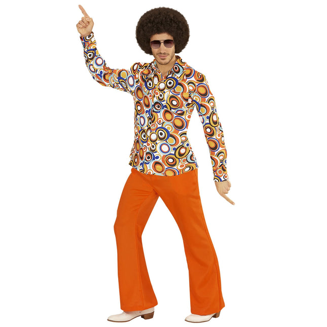 Disco 70S Bluse Blå Orange Herre
