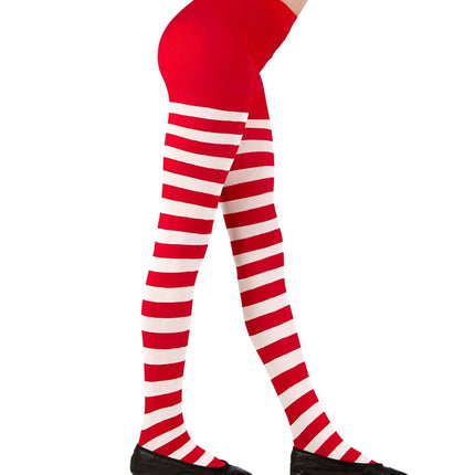 Røde hvide strømpebukser pige